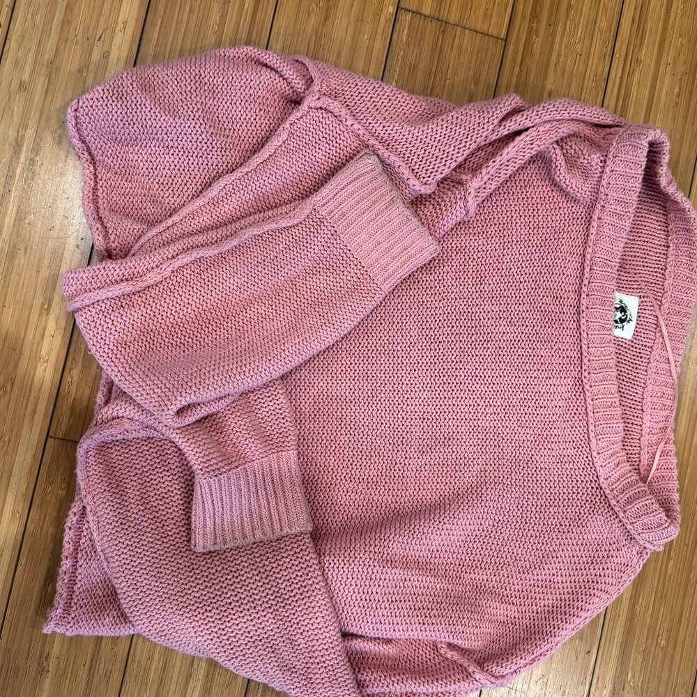 We The Free Pink V-Neck Sweater